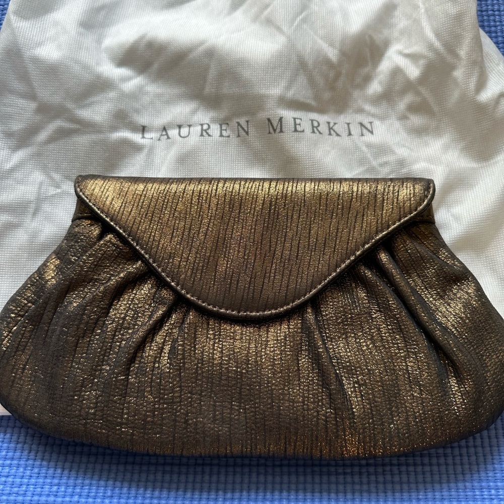 Lauren Merkin antique gold clutch